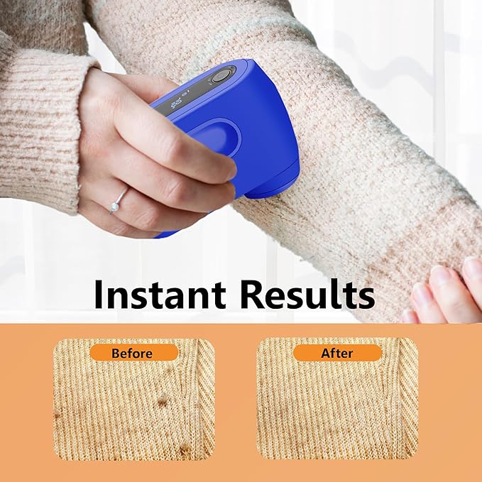 Pionix Fabric Shaver, Sweater Shavers to Remove Pilling, High-Perf Defuzzer, Rechargeable Electric Lint Shaver for Fuzz and Lint Balls from Clothing, Upholstery 2000mah Battery (Candy Blue)
