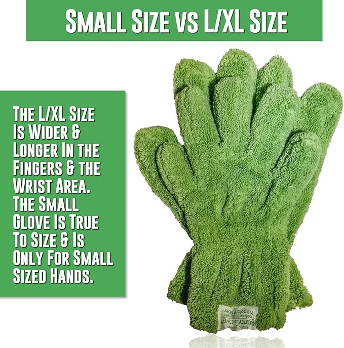 Nano Glove - Green Household Kitchen Cleaning Hand Glove | Replaces Paper Towels Microfiber Wipe Cloths & Feather Dusters | All Purpose Surface Cleaner for Window Stainless Steel Dusting (L-XL)