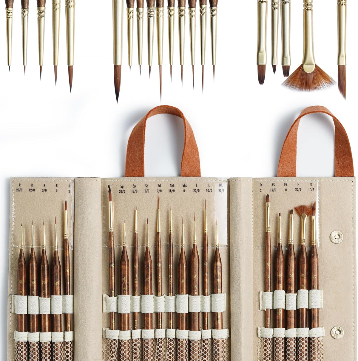 Artify Extreme Detail Paint Brushes Professional, 20pcs Ultra-Fine & Multipe Specialty Brushes for Miniature, Illustration & Craft Painting, Precision Paint Brush Set with High-End Handbag