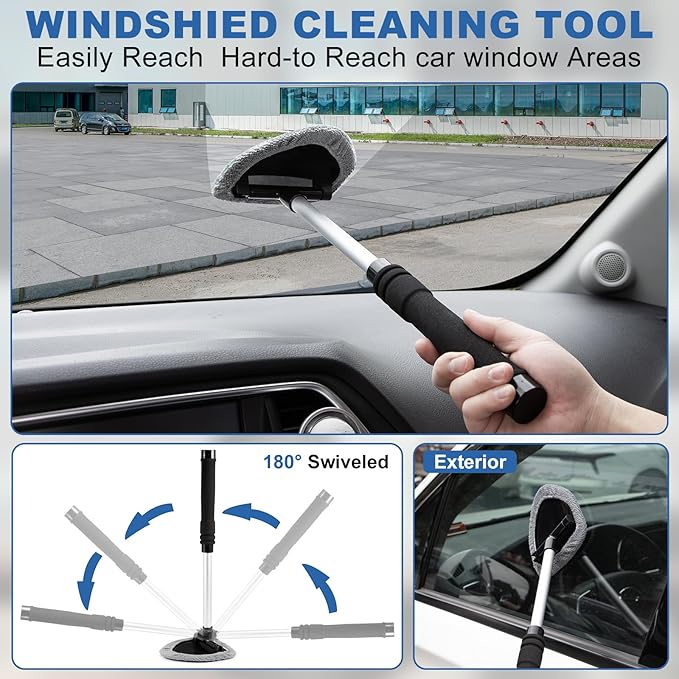 Windshield Cleaner Tool, 13Pcs Car Interior Cleaning Kit, Car Detailing Kit Interior Cleaner, Car Detailing Brushes, Car Cleaning Gel, Inside Cleaning Supplies Accessories for Women Men