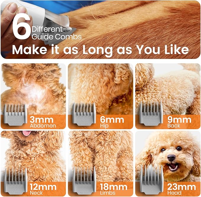 oneisall Dog Grooming Vacuum, Pet Grooming Vacuum with Clipper Nail Grinder, 1.5L Dust Cup Dog deshedding Vacuum Brush with 7 Tools for Shedding Pet Hair, Home Cleaning (Grey)
