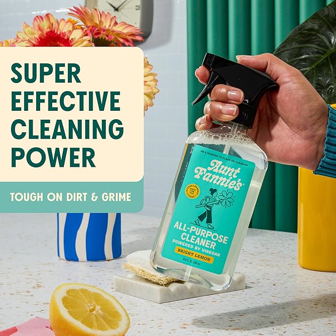 Aunt Fannie's All Purpose Household Cleaner Bundle, Multi-surface Spray and Refill, Powered by Vinegar for Kitchen, Bath, Windows and Countertops, Lemon Scent