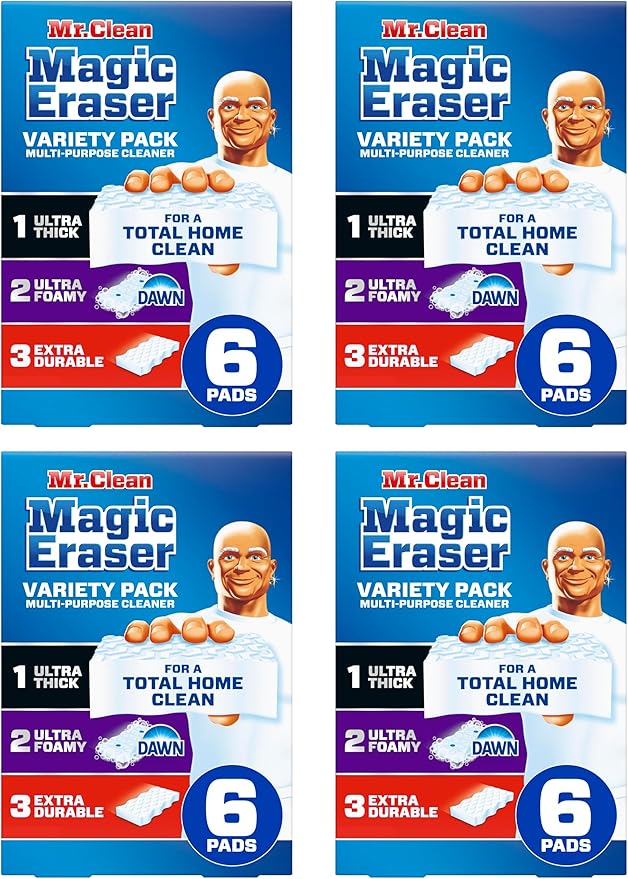 Mr. Clean Magic Eraser | All Purpose Cleaner | Variety Pack | 6ct, Pack of 4