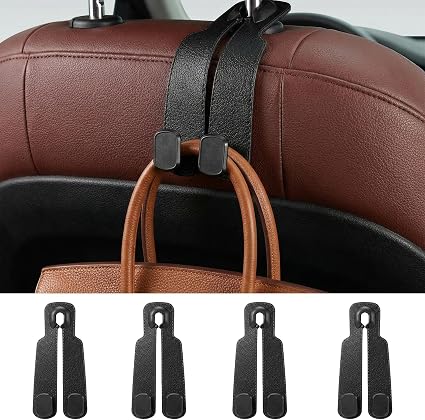 Car Headrest Hooks-4 Pack Heavy Duty Seat Hooks for Car Organizing, Universal Hanging Hooks for Purses Handbags Grocery 