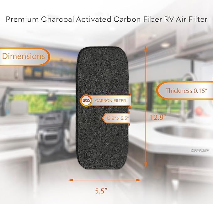 RV Premium Charcoal Activated Carbon Fiber Air Conditioner Filter - Air Duct AC Carbon Filter Replacement for RV AC Vent (4 Pack, 12.875” x 5.5”)