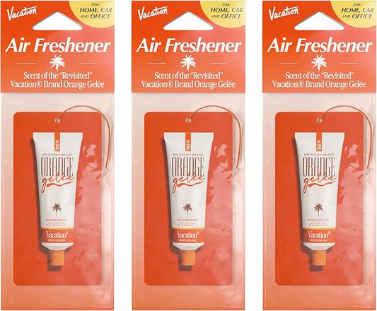 Vacation Orange Gelee Hanging Car Air Freshener, World Famous Signature Scent, Deodorizer for Car, Home & Office (Pack of 3)