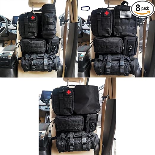 7 PACK Tactical Seat back organizer Truck organizer With 6 Detachable Pouches Universal For Car Truck Ford Jeep Military