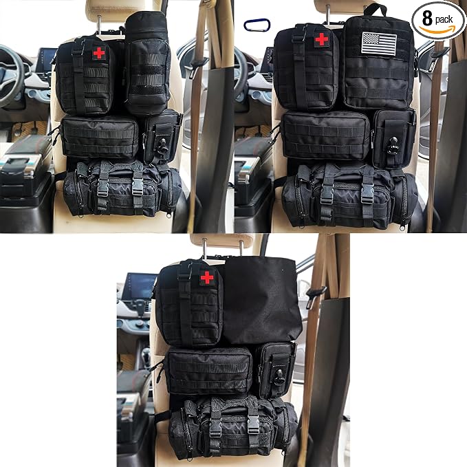 7 PACK Tactical Seat back organizer Truck organizer With 6 Detachable Pouches Universal For Car Truck Ford Jeep Military