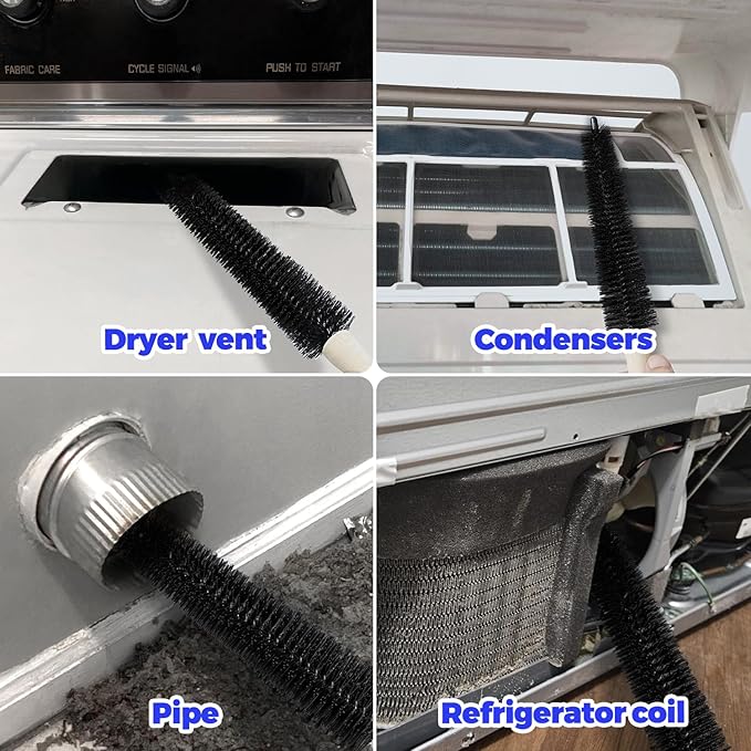 Holikme 3 Pack Dryer Vent Cleaner Kit Clothes Dryer Lint Brush Vent Trap Cleaner Home Essentials Crevice Gap Cleaning Tool Brush