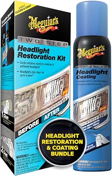 Meguiar's Two Step Headlight Restoration Kit, Bundled with 4 Oz Keep Clear Head Light Coating Spray