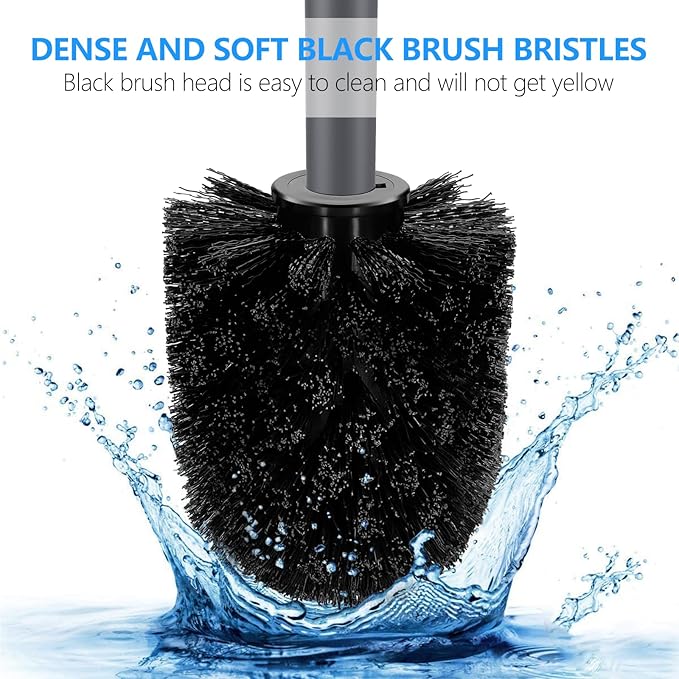 SetSail Toilet Brush, Compact Size Toilet Bowl Brush and Holder Toilet Brushes for Bathroom with Stainless Steel Handle Toilet Cleaner Brush with Durable Scrubbing Bristles, 4 Packs, Gery