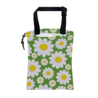Car Garbage Bag Abstract Daisy Flowers Drawstring Car Trash Bag Hanging for Back Seat with Adjustable Buckle Canvas Vehi
