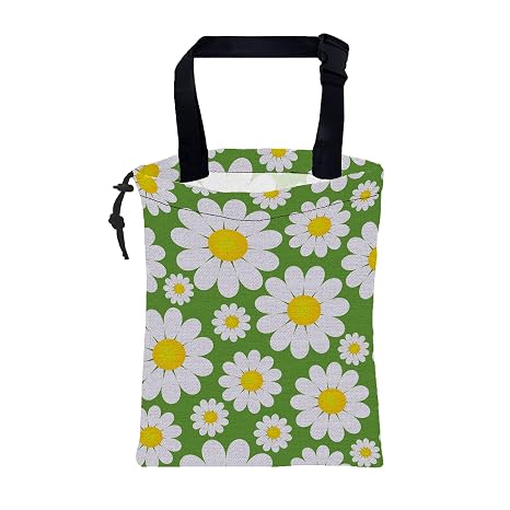 Car Garbage Bag Abstract Daisy Flowers Drawstring Car Trash Bag Hanging for Back Seat with Adjustable Buckle Canvas Vehi