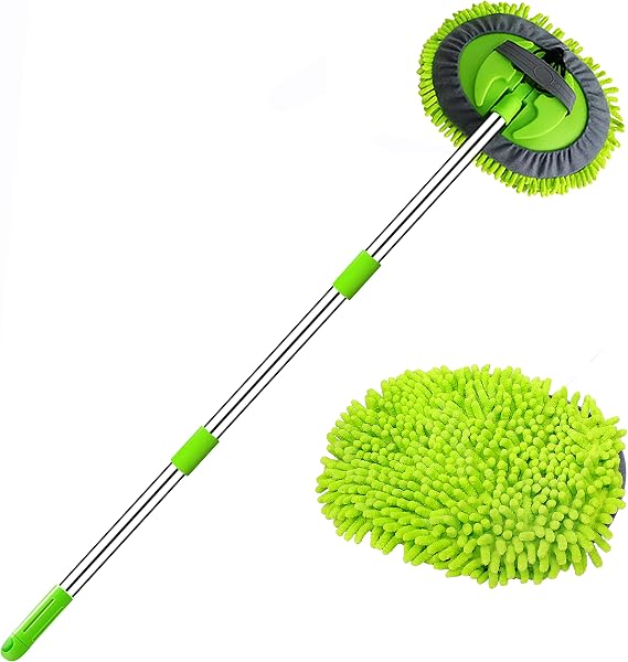 WillingHeart 47.5" Car Wash Brush Mop Cleaning Tool with Long Handle Kit for Washing Detailing Cars Truck, SUV, RV, Trai