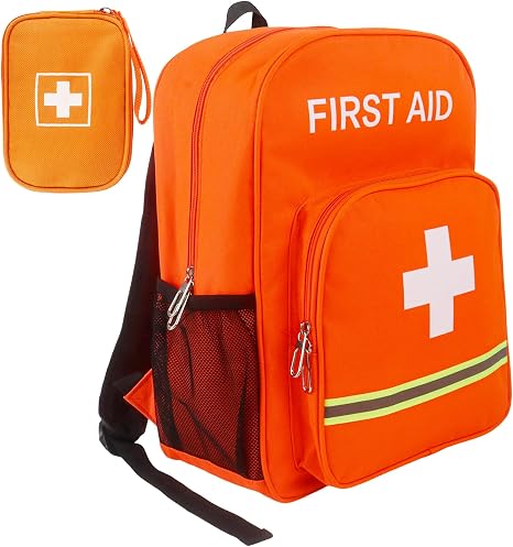 First Aid Backpack Empty, Orange Emergency Medical Backpack with Portable Bag for Pet First Aid Kits, Home, Car, Travel,