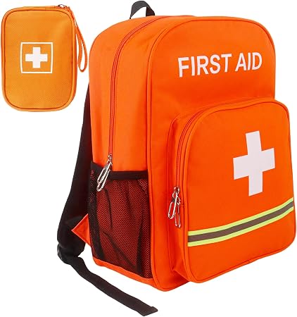 First Aid Backpack Empty, Orange Emergency Medical Backpack with Portable Bag for Pet First Aid Kits, Home, Car, Travel,