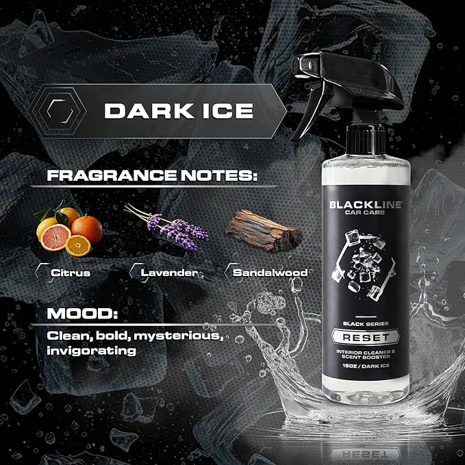 Blackline Luxury Scented Leather Interior Car Cleaner Reset Deep Cleans & Deodorizes All Surfaces, pH-Neutral High-Foam Formula, Long-Lasting Premium Fragrance and Deodorization for Car - Dark Ice
