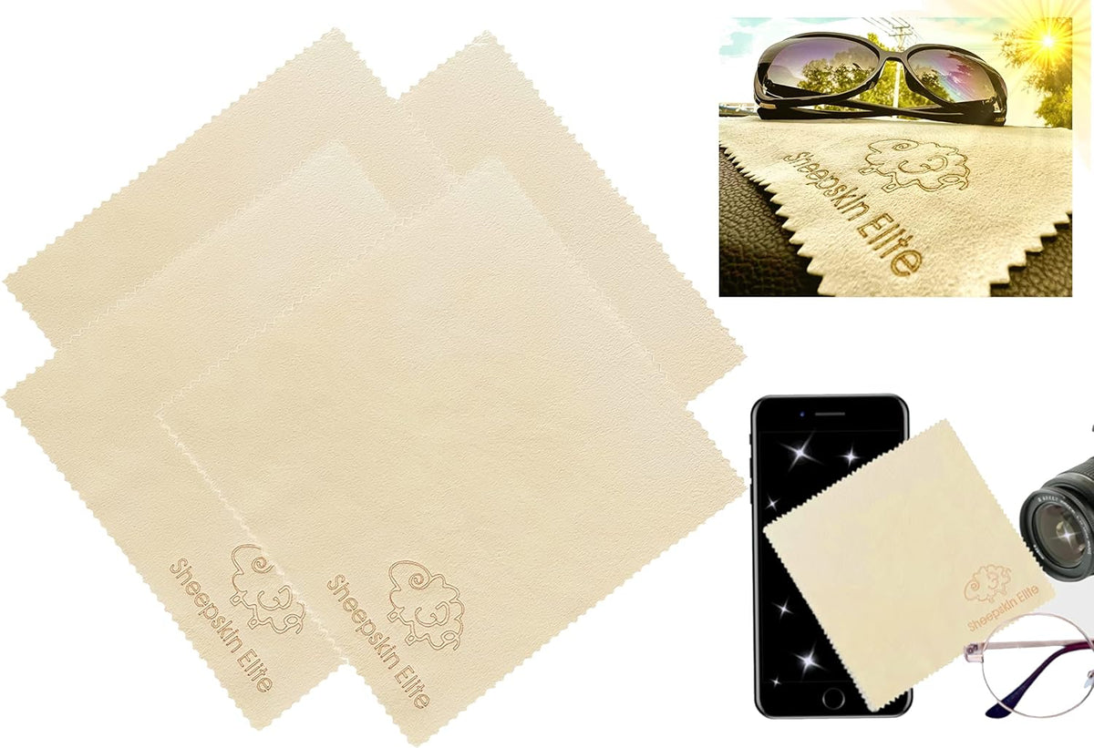Natural Chamois Leather Eyeglass Cleaning Cloth Camera Lens Cleaning Cloths Screen Cleaning Cloth Glasses Cleaning Cloth Tablets Cloth Chamois Cleaning Cloths for Eyeglasses (4 Packs, Small)
