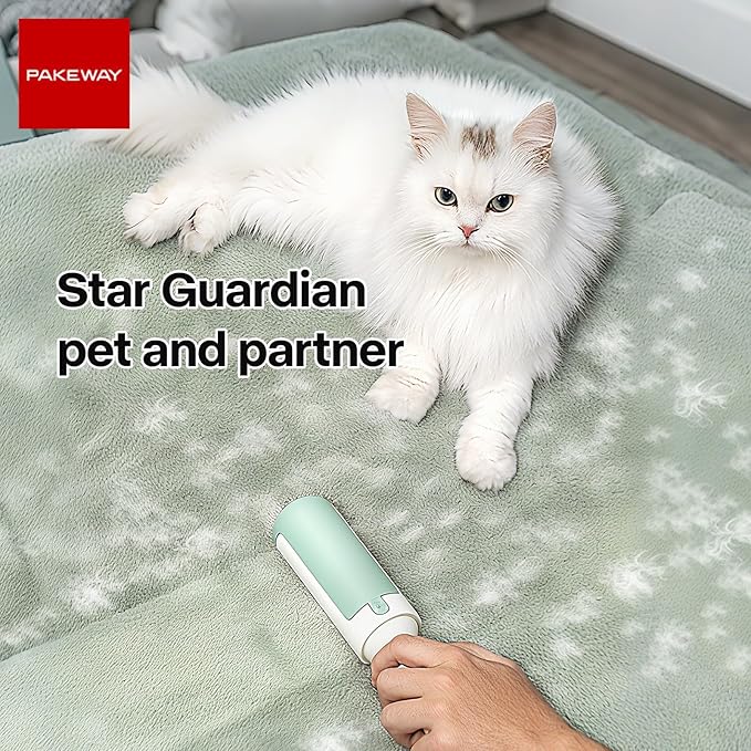 PAKEWAY 2 Pack Pet Hair Remover for Couch & Carpet, Reusable Lint Roller with Self-Cleaning Base, Dog & Cat Fur Remover, Portable Hair Removal Tool