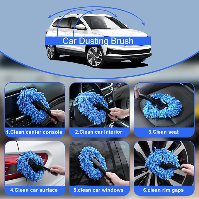 Windshield Cleaner Tool, 14Pcs Car Interior Cleaning Kit, Car Detailing Kit Interior Cleaner, Car Detailing Brushes, Car Cleaning Gel, Inside Cleaning Supplies Accessories for Women Men