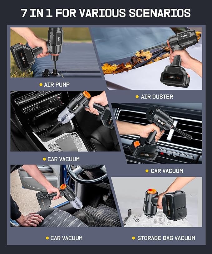 Car Vacuum Portable Cordless, High Power Suction & Blower, Handheld Vacuum Cleaner for Car, Home, Desktop, Keyboard,Birthday Gifts for Men Dad Husband(Jet Black)