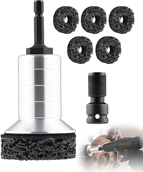 Wheel Hub Cleaning Brush Pad, Brake Rotor Resurfacing and Rust Remover Tool, Wheel Stud Nut Cleaner, Quick Change Wire B