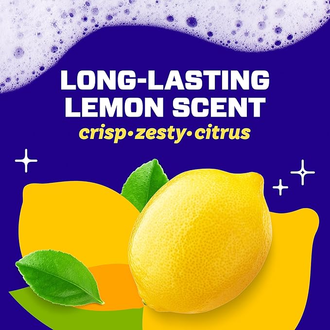 Mr. Clean Magic Eraser Sponge, Bathroom Cleaner, Shower Cleaner, Tub Cleaner, Soap Scum Remover, Bathroom Cleaning Supplies, Dawn Cleaning Power with Lemon Scent, 2 in 1 Bath, 5ct