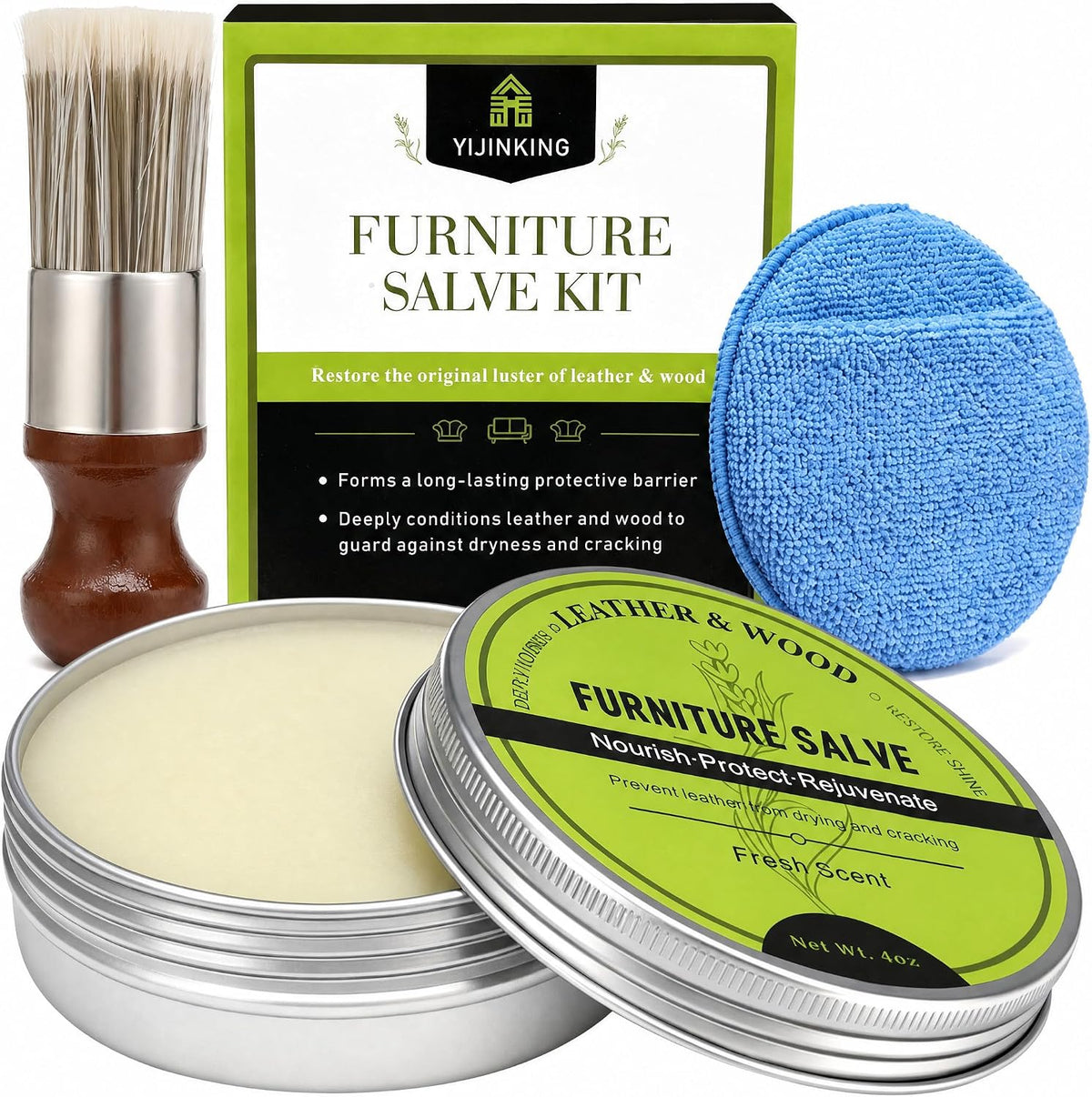 Furniture Salve for Leather, Premium Leather Furniture Conditioner Restorer