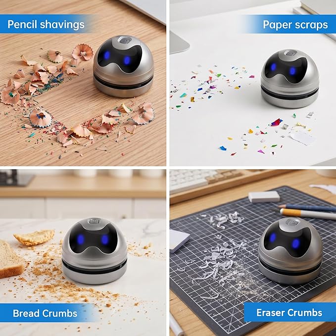 Desktop Vacuum Cleaner Mini Vacuum Cleaner for Desk Table Crumbs Vacuum Sweeper USB Type-C Rechargeable Keyboard Computer Vacuum Cleaner with Nozzle