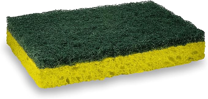 Amazon Basics Heavy Duty Scrub Sponges,Dual-Sided Design,Yellow/Green, 36 Count (6 Packs of 6), Packaging May Vary