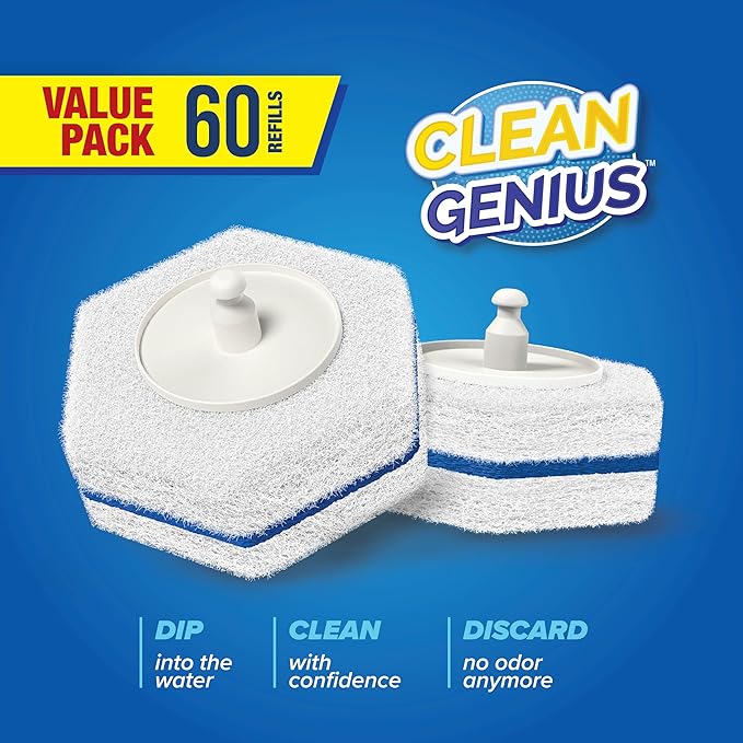 CleanGenius Disposable Prefilled Toilet Cleaning Scrubbers (60 Count)