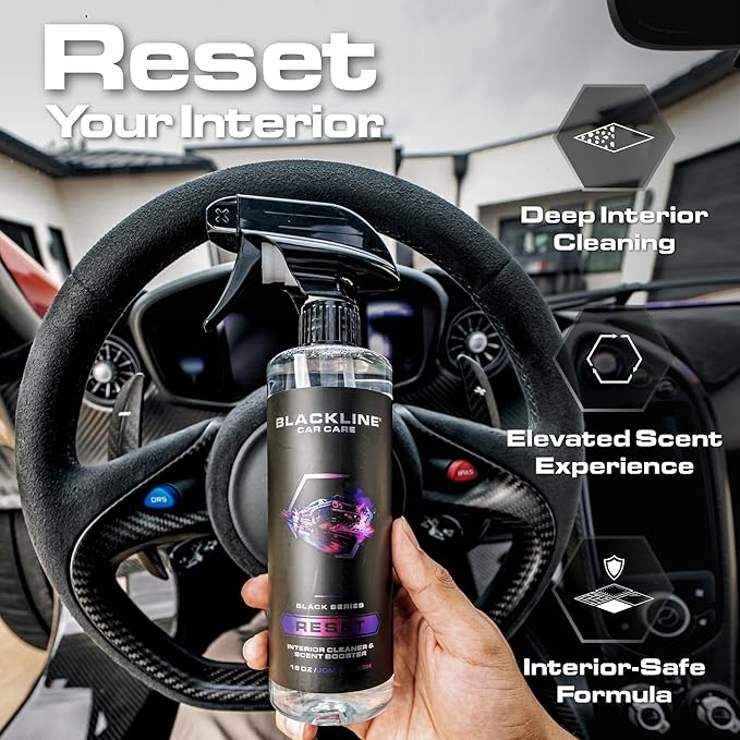 Blackline Luxury Scented Leather Interior Car Cleaner Reset Deep Cleans & Deodorizes All Surfaces, pH-Neutral High-Foam Formula, Long-Lasting Premium Fragrance and Deodorization for Car - Dark Ice