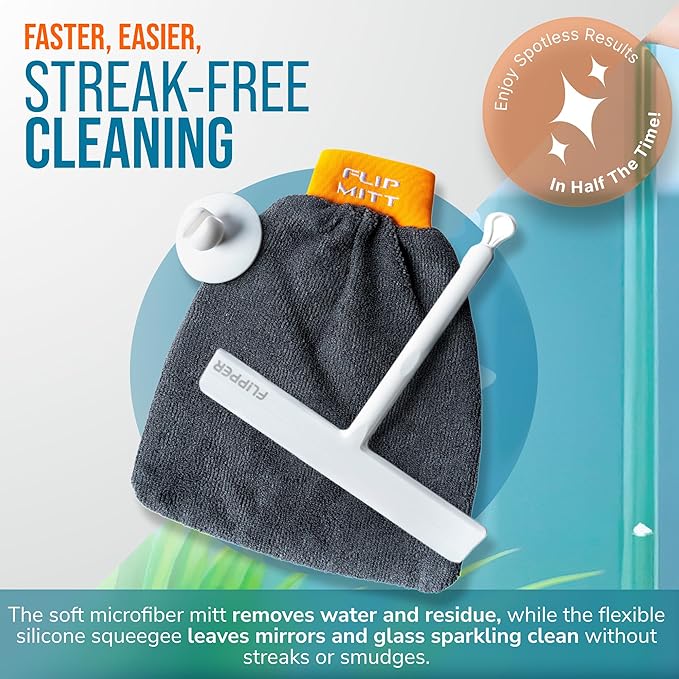 Flipper Squeegee & Mitt All-in-One Cleaning Solution – Streak-Free Glass & Surface Cleaner