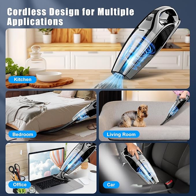 Upbooz Handheld Vacuum Cordless Rechargeable Portable Car Vacuum, 7500Pa Powerful Suction Mini Hand Held Vacuum, 670ML Cup Lightweight Small Vacuum Cleaner for Car/Office/Home, Pet Hair