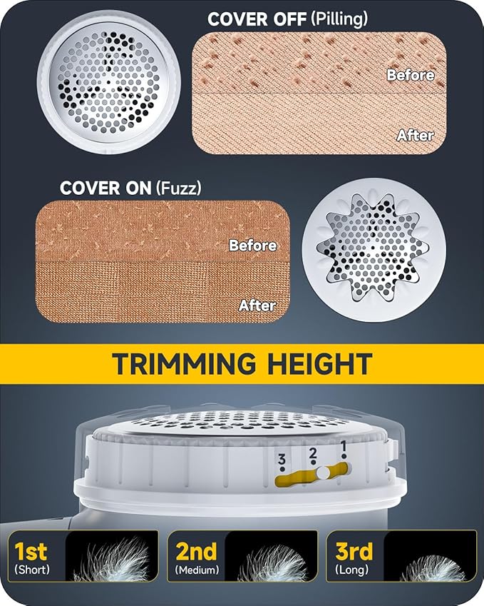 Fabric Shaver Lint Remover, Sweater Shaver to Remove Pilling, Lint Shaver with 2-Speed Power Adjustment, Fuzz Shaver for Clothes Balls-Battery Operated