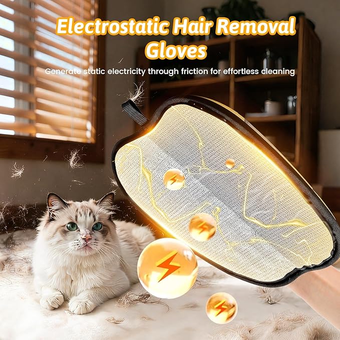 Pet Hair Removal Glove for Dogs & Cats, Sankell Upgraded Reusable Electrostatic Pet Hair Remover Glove, Magic Brush Mitt Tool for Couch, Furniture, Bed, Clothing, Carpet, Car Seat