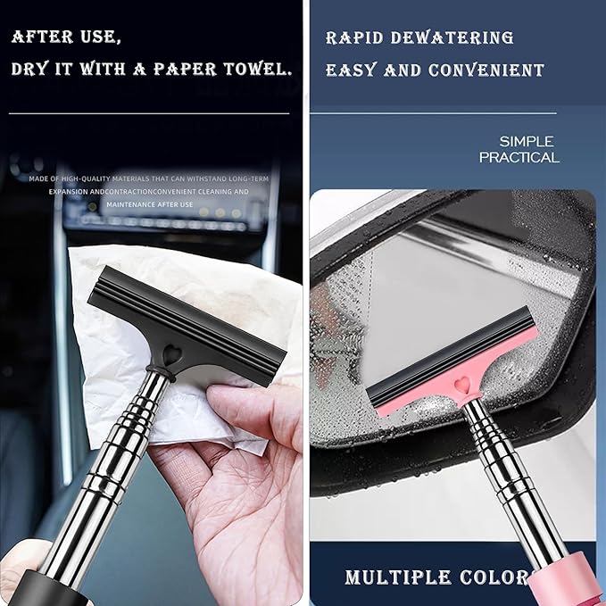 YZXODN 3 PCS Side Mirror Squeegee,Car Mirror Squeegee,Retractable Car Rearview Mirror Wiper,Portable Car Cleaning Tool for Rainy Foggy Weather,Universal Car Accessories(Black/Pink/Green)
