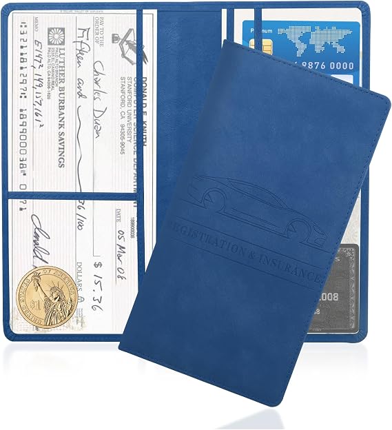 Car Registration and Insurance Holder,PU Leather Car Glove Box Organizer Car Document Holder for ID,Driver's License,Uni