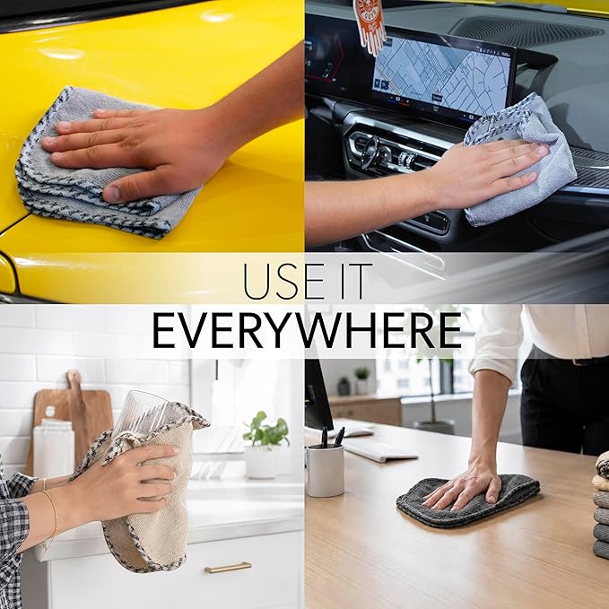 Chemical Guys AllSwipe Multi-Purpose Microfiber Towels for Cars, Microfiber Cleaning Cloth Multi Color Drying Towels Car Detailing for Wash Interior and Glass, 14 x 12 Inch - 12 Pack
