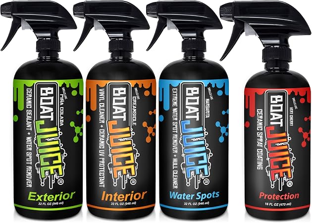 Boat Juice Exterior, Interior, Extreme & Protection Boat Cleaner Bundle - Boat Seat Cleaner, Water Spot Remover for Boat