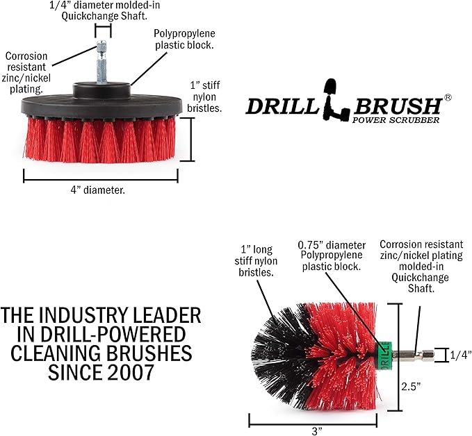 Outdoor Cleaning Supplies - Stiff Bristle Outdoor Power Scrubber - Concrete and Brick Stain Remover - Concrete Pools Cleaning Kits- Heavy Duty Deck and Patio Scrubbing Brushes - Stiff Bristle Brush