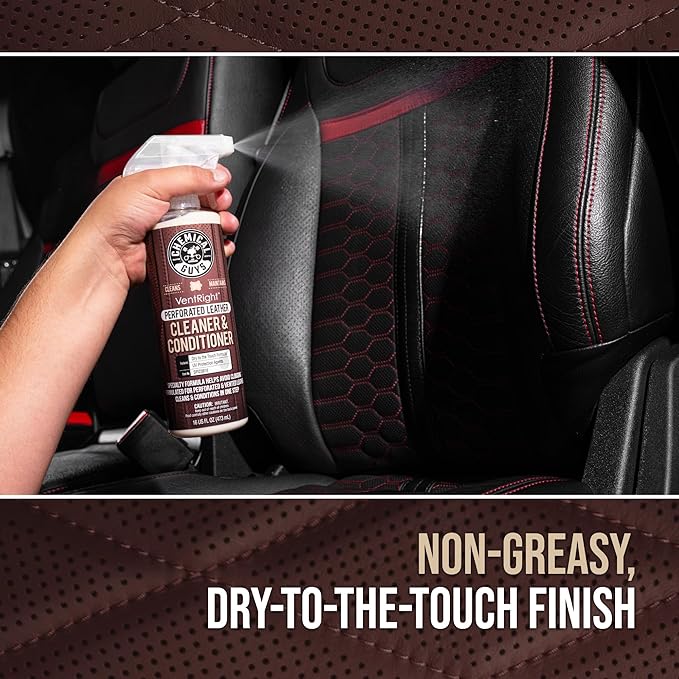 Chemical Guys VentRight Perforated Leather Cleaner and Conditioner Deep Cleaning Leather Cleaner for Ventilated Seats with Added Protection Removes Dirt, Oils, Residue and Grime 16 oz
