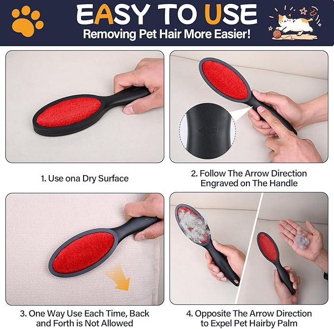 3 Pack Double Sided Magic Lint Remover Brush for Pet Hair, Reusable Velvet Fabric Lint Brush for Clothes, Couch Furniture & Upholstery, Dog & Cat Fur Remover
