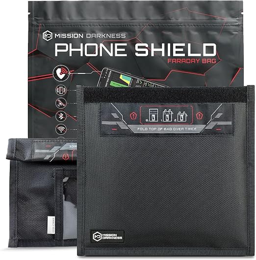 Mission Darkness Non-Window Faraday Bag for Phones (2-Pack) // Signal Blocking Bag Prevents Hacking Tracking Spying, Dev