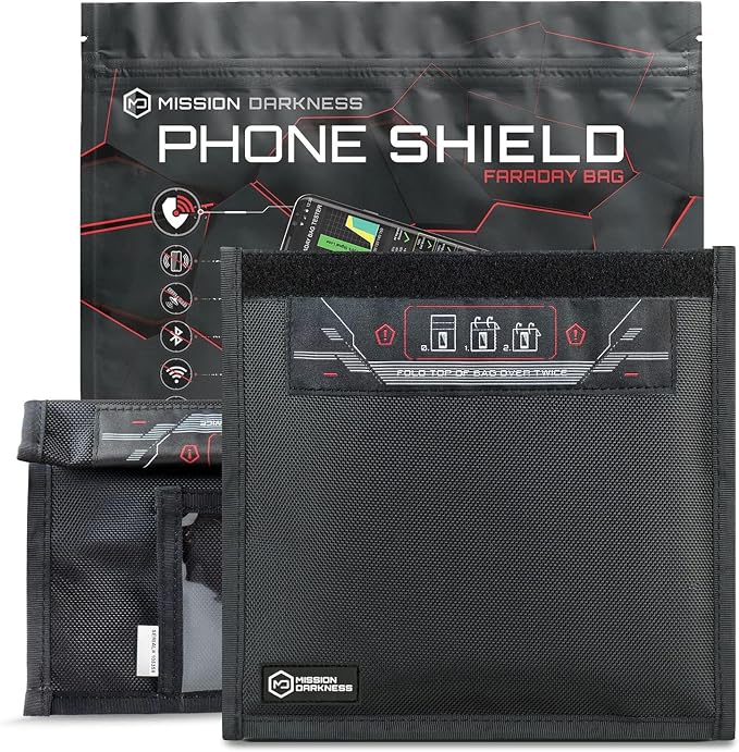Mission Darkness Non-Window Faraday Bag for Phones (2-Pack) // Signal Blocking Bag Prevents Hacking Tracking Spying, Dev