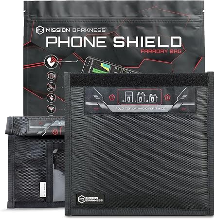 Mission Darkness Non-Window Faraday Bag for Phones (2-Pack) // Signal Blocking Bag Prevents Hacking Tracking Spying, Dev