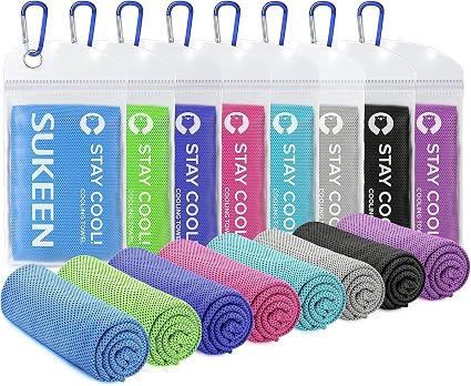 Sukeen Cooling Towels 8 Pack (40"x12") for Neck and Face, Soft Breathable Ice Towel, Cooling Neck Wraps, Cool Towels for