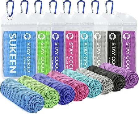 Sukeen Cooling Towels 8 Pack (40"x12") for Neck and Face, Soft Breathable Ice Towel, Cooling Neck Wraps, Cool Towels for