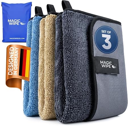 MagicWipe® Bathroom Drying Cloth XXL - Multicolor 3 Pack 40 x 60 cm Microfibre Cleaning Cloth - Streak & Lint Free Cloth