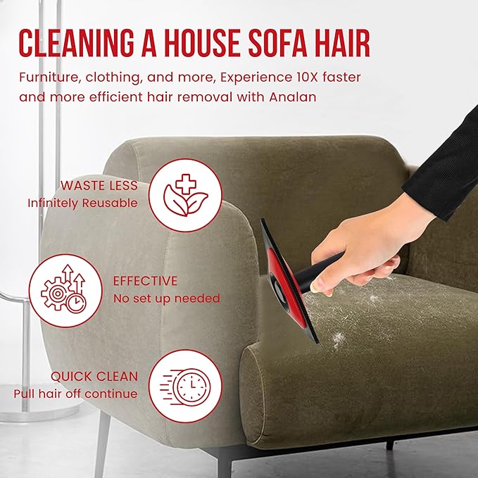 Triangle Pet Hair Remover with 3 Cleaning Modes- Innovative Dog Hair Remover for Car, Clothes, Carpet, & Furniture- Ergonomic Lint Remover for Couch- Pet Fur Remover Tool- Pet Hair Detailer for Car